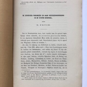 FRUIN, ROBERT -- Collectie van ruim 40 overdrukken of brochures met artikelen door R. Fruin. Veelal met opdrachten van de auteur (aan W.N. Du Rieu en P.L. Muller).