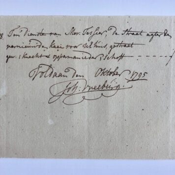 [Manuscript 1795] Nota van Joh. Vreeburg, dd. 1795 betr. bestratingswerk voor mevr. Tessier op de Heerengracht. 1 blad, manuscript.