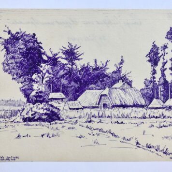 [Modern pen drawing 1942] Gezicht te Speulde in 1942, pentekening door G. Boogman te Arnhem. 12x18 cm.