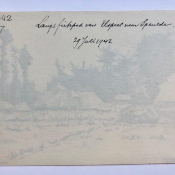 [Modern pen drawing 1942] Gezicht te Speulde in 1942, pentekening door G. Boogman te Arnhem. 12x18 cm.