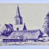 [Modern pen drawing 1942] Gezicht op kerk en huizen te Elspeet in 1942, pentekening van G. Boogman uit Arnhem, 12x18 cm.