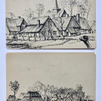 [7 Pen drawings, 1954] Zeven pentekeningen door G. Boogman uit Arnhem van Bronkhorst en Steenderen, dd. 1954, elk ca. 12x18 cm.