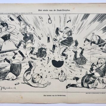 [Original lithograph/lithografie by Johan Braakensiek] Het einde van de Zaak-Dreyfus, 4 Juni 1899, 1 pp.