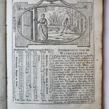 [Almanac, 1816] Van Zwaamens en Thomsons Almanak voor 1816, Rotterdam [1815], 4°, 32 pag. gedrukt. Wit doorschoten met ms. aantekeningen. Illustraties in houtsnede door Lubeek.