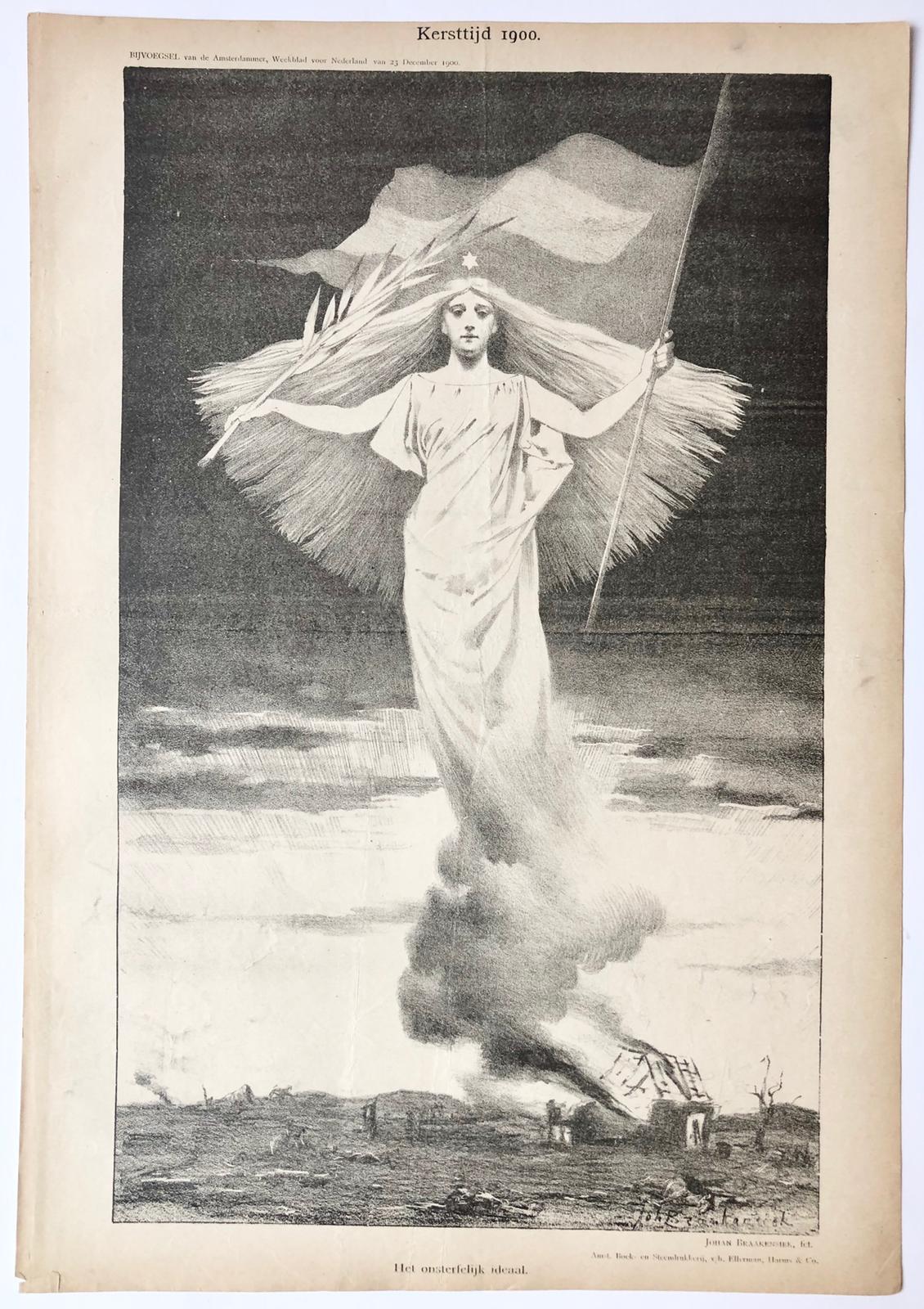 [Original lithograph/lithografie by Johan Braakensiek] Kersttijd 1900, 23 December 1900, 1 pp.