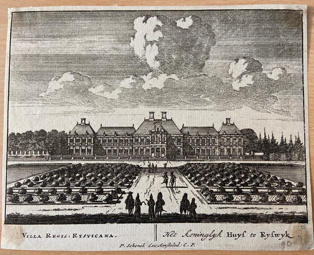  - [Etching, ets, The Hague] Villa Regis, Rysvicana, Het koninglyk huys te Ryswyk (Huis Ter Nieuwburg te Rijswijk, Den Haag), 1 p., published ca 1755 by I. Tirion.
