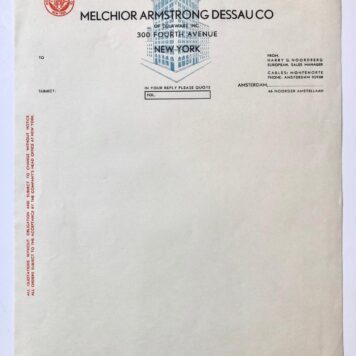 [Paper Art] Vel briefpapier van Harry G. Noordberg te Amsterdam, salesmanager van Melchior Armstrong Dessau co. ca. 1930.