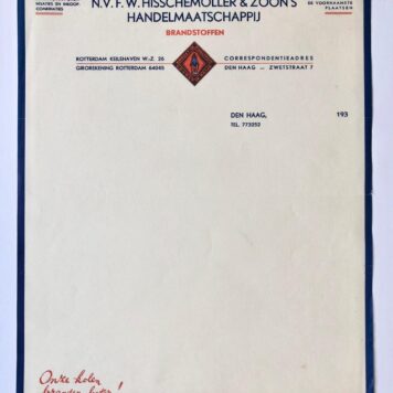 [Paper art, The Hague, 1935] Vel briefpapier handelmaatschappij F.W. Hisschemöller & Zoon te 's-Gravenhage, ca. 1935.