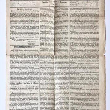 [Printed publications Schiedam 1863] Aflevering van de Schiedamsche Courant dd. 23-11-1863 and Europoort brochure. Plano, 2 pag., gedrukt.
