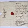 [Manuscript, 19th century, seal] Briefje van baron De Celles aan de baron de Gottegnies. Z. j., manuscript, 8°, 1 pag, 19e eeuws.