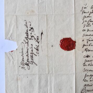 [Manuscript, 19th century, seal] Briefje van baron De Celles aan de baron de Gottegnies. Z. j., manuscript, 8°, 1 pag, 19e eeuws.