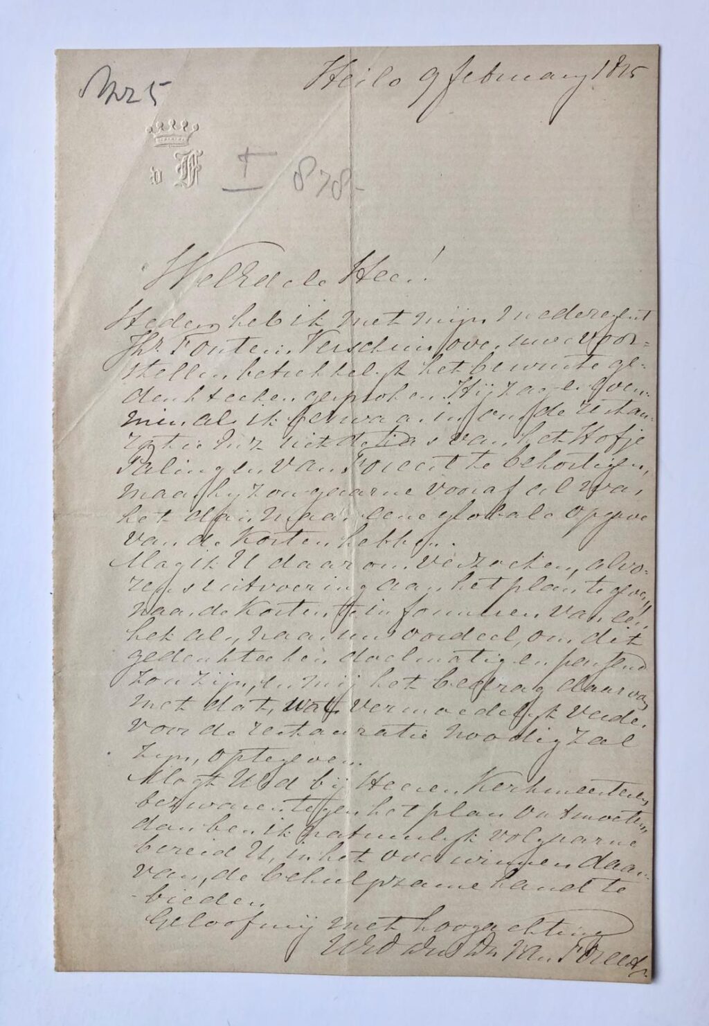 [Manuscript, 1825] Brief van ... Van Foreest, d.d. Heilo 1825 aan ?, Manuscript, 8°, 1 pag.