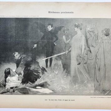 [Original lithograph/lithografie by Johan Braakensiek] Kitcheners proclamatie, 18 Augustus 1901, 1 pp.