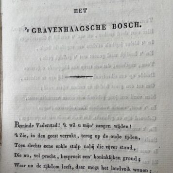 [History The Hague 1822] Het 's Gravenhaagsche Bosch, dichtstuk door Mr. Jacob Carel van de Kasteele, tweede druk, Gravenhage en Amsterdam bij de Gebroeders van Cleef 1822, 48 pp.