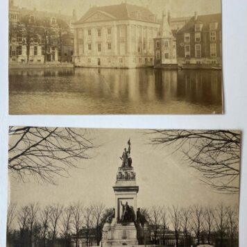 [Photo, The Hague] Two old photo's of The Hague: Mauritshuis aan de hofvijver and Plein 1813 monument.