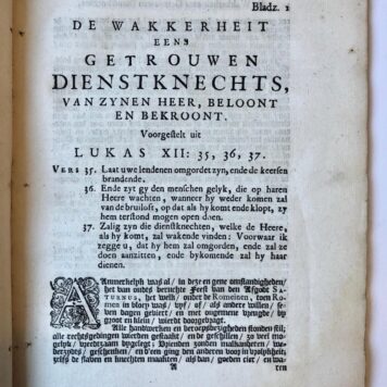 [Rotterdam, Sermon, Preek 1733] De Wakkerheit eens getrouwen dienstknechts, van zynen heer, beloont en bekroont: Voorgestelt uit Lukas XII: 35, 36,37. By gelegentheid van het Afsterven des Eerwaarden, Godvruchtigen, en Geleerden Heere Bartholomeus van Velsen, Ph.D. Laatst Predikant te Rotterdam. Nikolaas Topyn, Te Rotterdam, 1733, 44 pp.