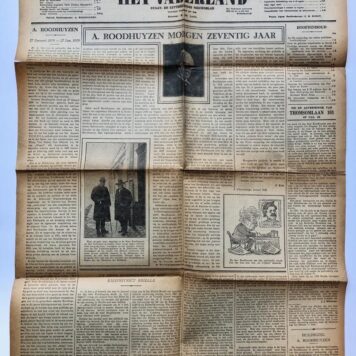 [Newspaper articles, 1929] Twee Krantenknipsels betr. het overlijden van A. Roodhuyzen, 1929.