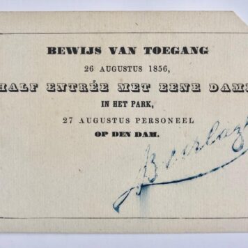 [Printed party documents, pricelist wine, 1856, Amsterdam] Enkele drukwerkjes t.g.v. de volksfeesten te Amsterdam in augustus 1856.