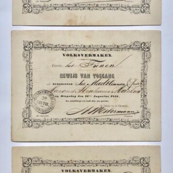 [Printed party documents, pricelist wine, 1856, Amsterdam] Enkele drukwerkjes t.g.v. de volksfeesten te Amsterdam in augustus 1856.