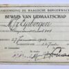 [Membership card 1938, Haagsche burgerwacht, The Hague] Lidmaatschapskaart Ver. de Haagsche Burgerwacht, 1938, voor M.J. van Eijsbergen, geboren 1903. Deels gedrukt.