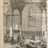 [Antique print, etching and engraving, The Hague] Opgravingen in de Franse Kerk te Den Haag, 1770: De Fransche Kerk in 's Hage, van binnen, Met de ontdekking van verscheidene Grafkelders, Lyken en andere overblyfzelen, by het ontblooten der Grondslagen, made in 1770.