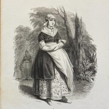 [Lithography, Scheveningen, The Hague] Schevenings meisje in zondagse dracht, 1 p, published circa 1840.