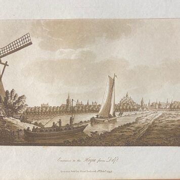 [Lithography, lithografie, The Hague] Entrance to the Hague from Delft (Gezicht op Den Haag vanaf Delft), 1p.