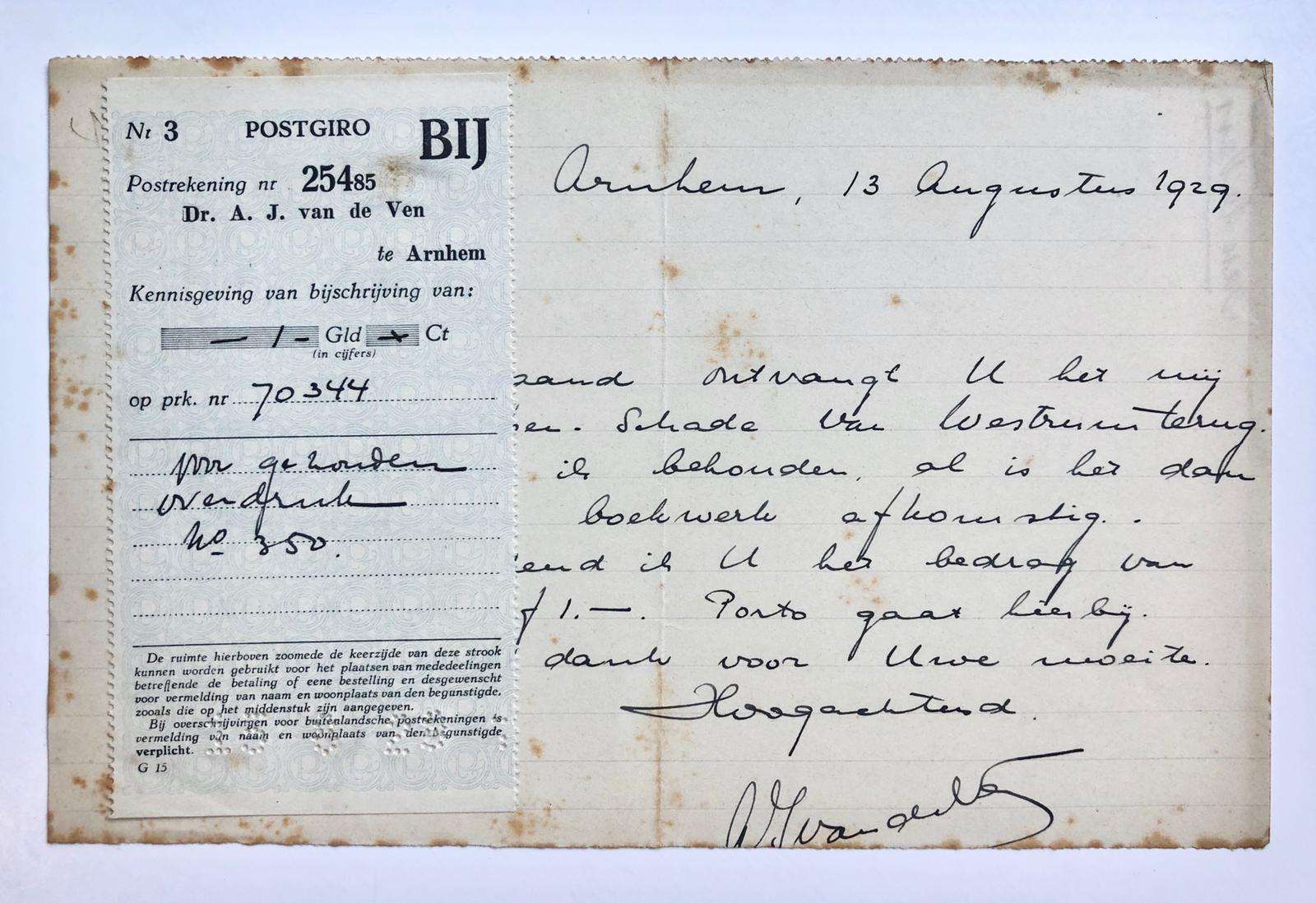  - [Two manuscript(s) 195] Twee brieven van Th. v.d. Ven, d.d. Meerveldhoven 1955 aan G. Halwasse betr. familie Van de Ven te Boxtel. Manuscripten, 2 pag.