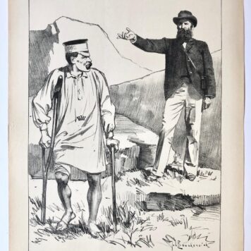 [Original lithograph/lithografie by Johan Braakensiek] De nederlaag van Lord Methuen, 16 Maart 1902, 1 pp.