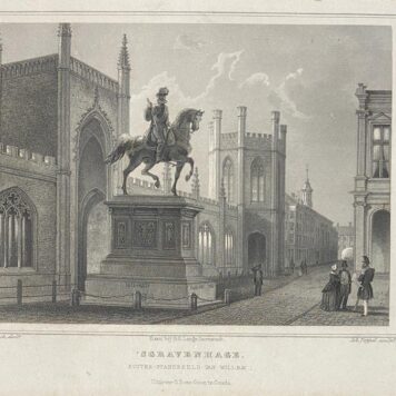 [Lithography, Lithografie, The Hague] 's Gravenhage, Ruiter standbeeld van Willem I (bij Paleis Noordeinde), 1 p, published 19th century.
