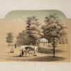 [Coloured lithography, gekleurde lithografie, The Hague] Gezigt op het Bosch / Vue au Bois, 1 p., published around 1860.