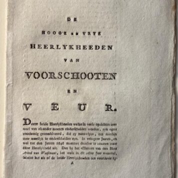 [Original etching/Antique print/prent/ets] Het Dorp Voorschoten. With the full textpages from the De Nederlandsche Stad en Dorp Beschrijver (1793 - 1801), 34 pp. Print with 6 verses under the illustration.