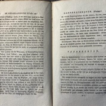 [Antique print; etching and text] Het Dorp Voorburg. With the full textpages from the De Nederlandsche Stad en Dorp Beschrijver (1793 - 1801), 16 pp. Print with 6 verses under the illustration.