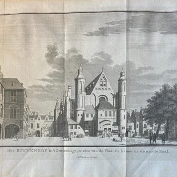[Antique print, etching, prent, Binnenhof, The Hague, 1745] Gezicht op het Binnenhof in Den Haag: Het binnenhof in 's Gravenhage, te zien van de Finantie Kamer na de groote zaal (Ridderzaal), 1 p, published 1745.