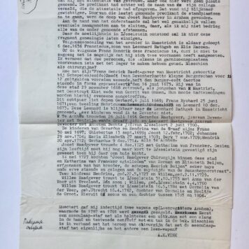 [Typed letter, 1960] Artikeltje over familie Raad(t)gever, door A.K. Vink, ca. 1960, getypt, 1 pag.