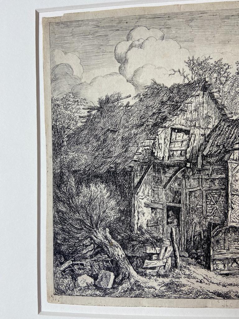 [Antique print, antieke prent, Ruisdael, landscape] The little bridge / de kleine brug, published 1650.