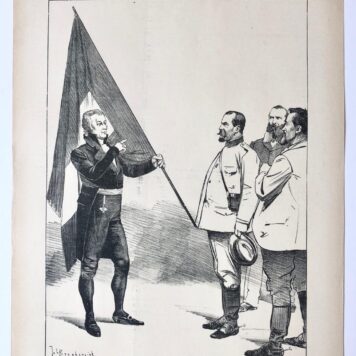 [Original lithograph/lithografie by Johan Braakensiek] De drie Boeren-Generaals in Nederland, 24 Augustus 1902, 1 pp.