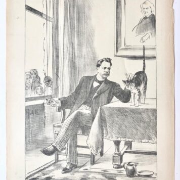 [Original lithograph/lithografie by Johan Braakensiek] Na de behandeling van de begrooting in den Amsterdamschen Gemeenteraad, 9 November 1902, 1 pp.