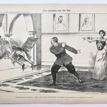 [Original lithograph/lithografie by Johan Braakensiek] Een revolutie van één dag, 19 April 1903, 1 pp.