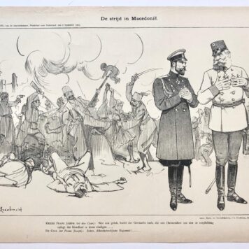 [Original lithograph/lithografie by Johan Braakensiek] De strijd in Macedonië, 6 September 1903, 1 pp.