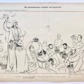 [Original lithograph/lithografie by Johan Braakensiek] Het Amerikaanse overschot van $54.000.000, 27 December 1903, 1 pp.