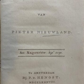 [Poetry, Nieuwland, 1788] Gedichten. Amsterdam, P. de Hengst, 1788.