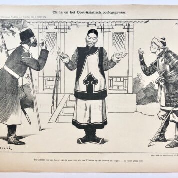 [Original lithograph/lithografie by Johan Braakensiek] China en het Oost-Aziatisch oorlogsgevaar, 10 Januari 1904, 1 pp.