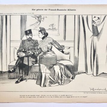 [Original lithograph/lithografie by Johan Braakensiek] Het geheim der Fransch-Russische Alliantie, 21 Februari 1904, 1 pp.