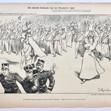 [Original lithograph/lithografie by Johan Braakensiek] De nieuwe kolonels van het Russische leger, 21 Augustus 1904, 1 pp.