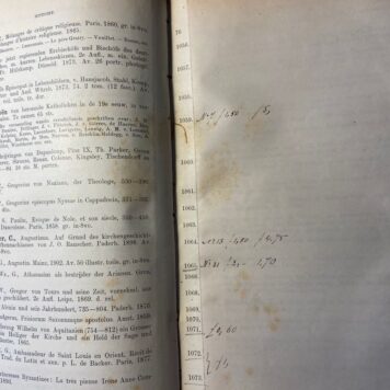 [Sale catalogue The Hague 1903] Collection Mgr. J.J.A.M. Schaepman, première partie, Theologie, Histoire Ecclésiastique, Art Chrétien, Histoire Profane, La Haye Martinus Nijhoff 1903, 153 pp. With many handwritten notes and prices.