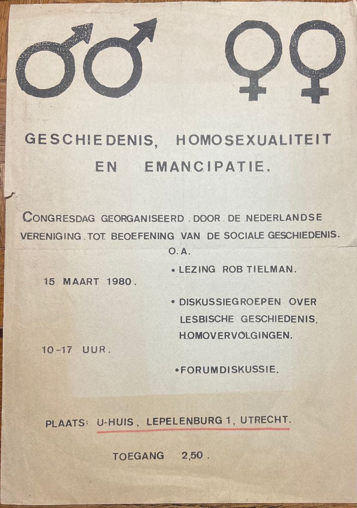 [Printed Publication 1980, Homosexuality] Geschiedenis, homosexualiteit en emancipatie. 15 maart 1980, 1 p.