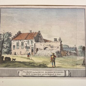 [Antique etching, handcolored, 1711] Overblijfsel van het Huis Albrechtsberg op de rechter syde uyt de Bogaard te sien (Bloemendaal Noord-Holland), 1 p.