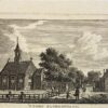 [Antique Copperengraving, 1760-1780] 't dorp Bloemendaal (Gezicht op Bloemendaal, Noord-Holland, met kerk op Kerkplein en de Bloemendaalseweg, ca 1760, 1 p.