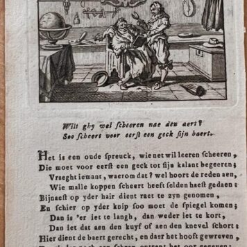 [Individual emblem from a book] Saken van bedencken: wilt ghy wel scheeren nae den aert? Soo scheert voor eerst een geck sijn baert, 1 p.